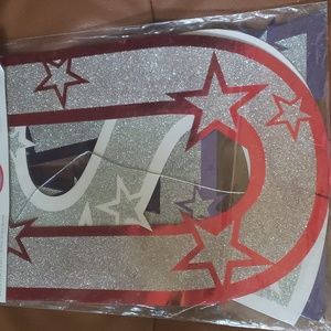 USA Streamer Glittered 4 1/2 ft X 1.5in NWT